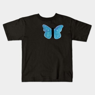 Butterfly Zentangle Mandala- Blue Watercolor Nature Kids T-Shirt